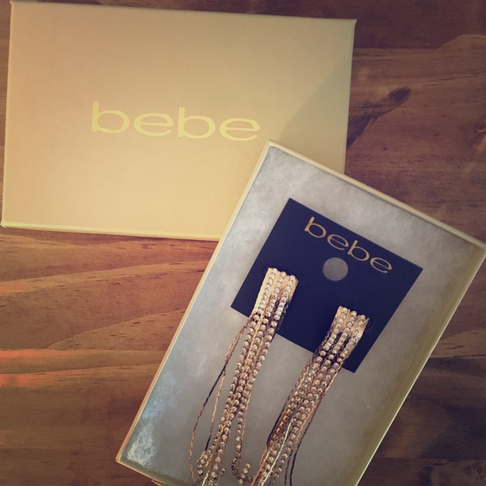 Bebe statement rhinestone drop earrings